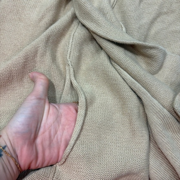 Brochu Walker Women's Beige Linen Blend Open Waterfall Cardigan Sz L Luxury EUC - Picture 10 of 10